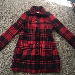 Good condition red buffalo check pea coat